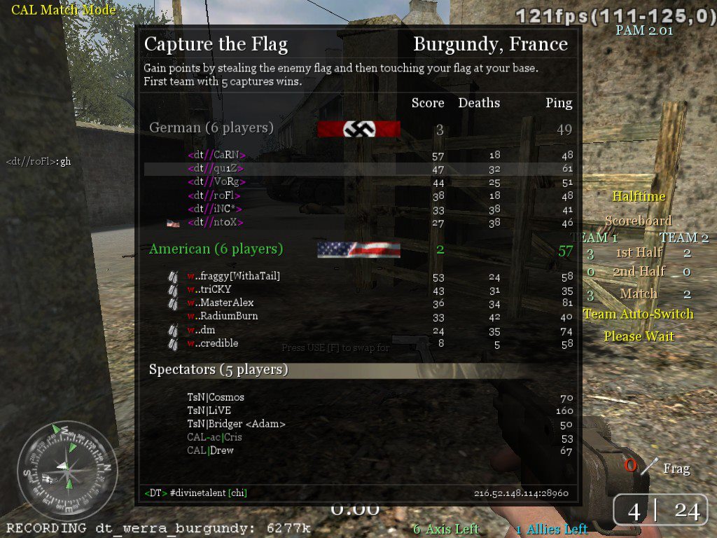 mp_burgundy Call of Duty 2 CTF Halftime Results